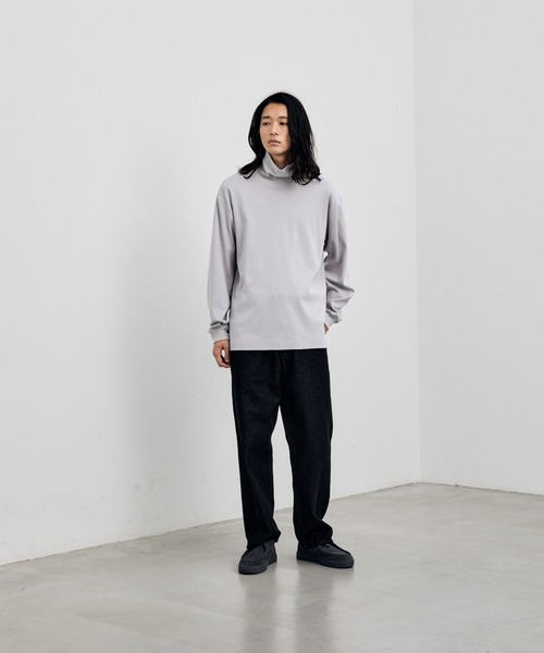 【新品未使用】LIDNM☆ロンT ウール☆M☆グレー EXTRA FINE COTTON SIDE SLIT BASIC L/S（Tシャツ/カットソー