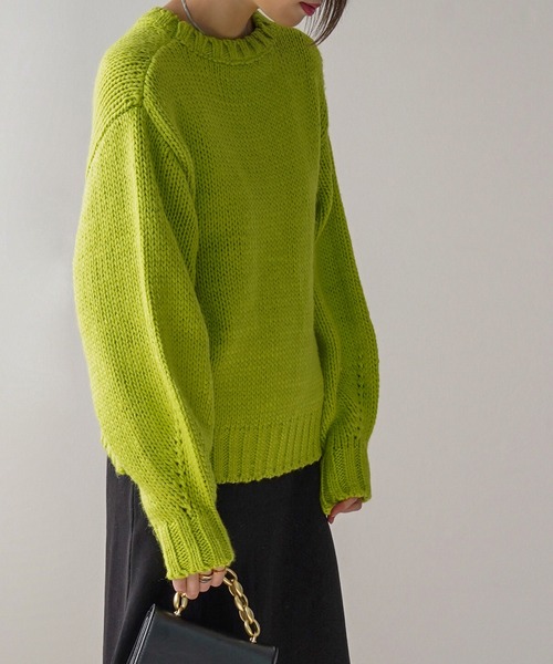 IAMUSE（アイアミューズ）の「【IAMUSE】ロービングニットプルオーバー S0705（ニット/セーター・レディース・グリーン/ブルー/アイボリー/オレンジ・FREE）」の10枚目の写真