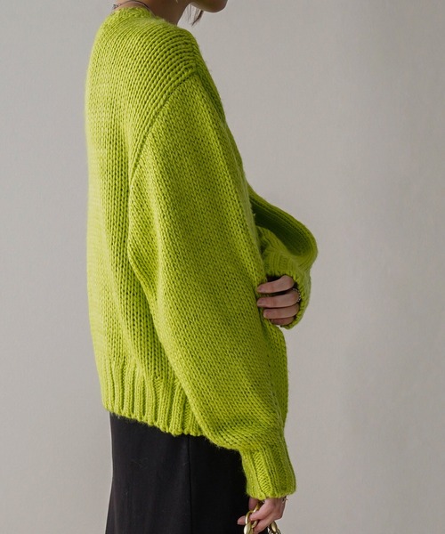 IAMUSE（アイアミューズ）の「【IAMUSE】ロービングニットプルオーバー S0705（ニット/セーター・レディース・グリーン/ブルー/アイボリー/オレンジ・FREE）」の12枚目の写真