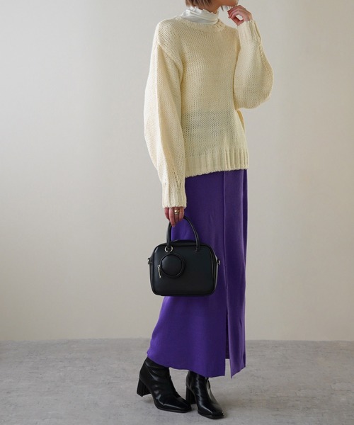 IAMUSE（アイアミューズ）の「【IAMUSE】ロービングニットプルオーバー S0705（ニット/セーター・レディース・グリーン/ブルー/アイボリー/オレンジ・FREE）」の6枚目の写真