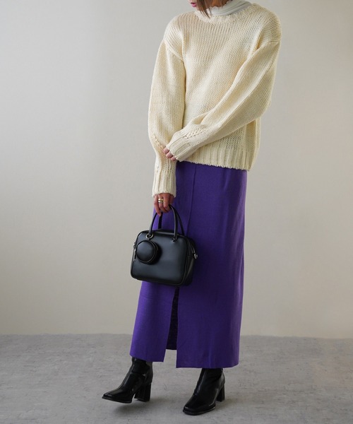 IAMUSE（アイアミューズ）の「【IAMUSE】ロービングニットプルオーバー S0705（ニット/セーター・レディース・グリーン/ブルー/アイボリー/オレンジ・FREE）」の7枚目の写真