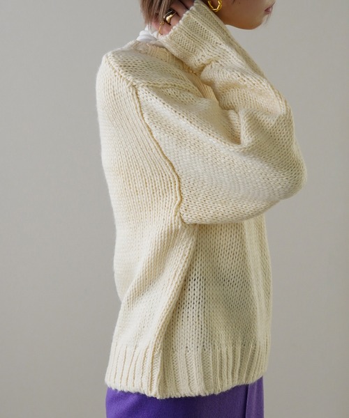 IAMUSE（アイアミューズ）の「【IAMUSE】ロービングニットプルオーバー S0705（ニット/セーター・レディース・グリーン/ブルー/アイボリー/オレンジ・FREE）」の5枚目の写真