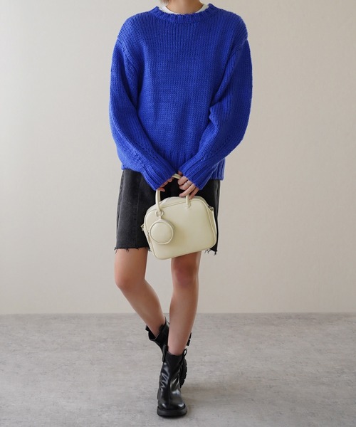 IAMUSE（アイアミューズ）の「【IAMUSE】ロービングニットプルオーバー S0705（ニット/セーター・レディース・グリーン/ブルー/アイボリー/オレンジ・FREE）」の18枚目の写真