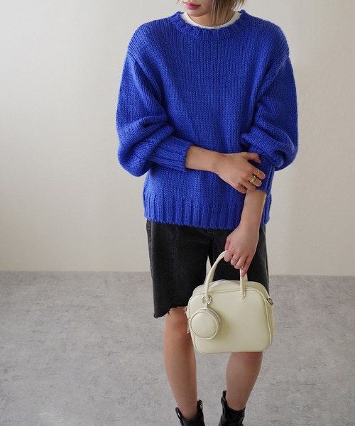 IAMUSE（アイアミューズ）の「【IAMUSE】ロービングニットプルオーバー S0705（ニット/セーター・レディース・グリーン/ブルー/アイボリー/オレンジ・FREE）」の20枚目の写真