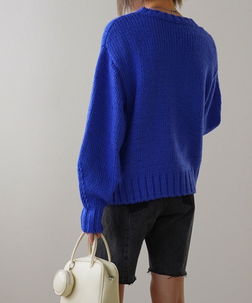 IAMUSE（アイアミューズ）の「【IAMUSE】ロービングニットプルオーバー S0705（ニット/セーター・レディース・グリーン/ブルー/アイボリー/オレンジ・FREE）」の21枚目の写真