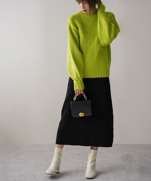 IAMUSE（アイアミューズ）の「【IAMUSE】ロービングニットプルオーバー S0705（ニット/セーター・レディース・グリーン/ブルー/アイボリー/オレンジ・FREE）」の13枚目の写真