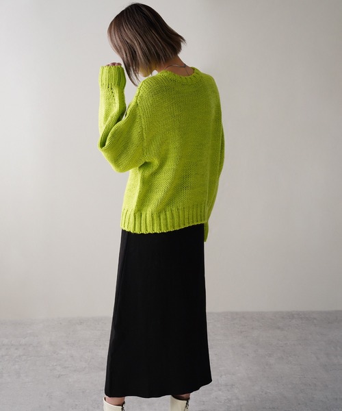 IAMUSE（アイアミューズ）の「【IAMUSE】ロービングニットプルオーバー S0705（ニット/セーター・レディース・グリーン/ブルー/アイボリー/オレンジ・FREE）」の15枚目の写真