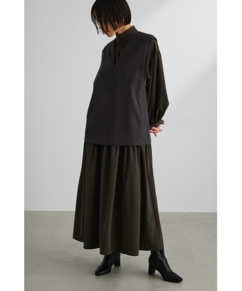 STYLEMIXER(スタイルミキサー)の「2ピースベストレイヤードワンピース(ワンピース・レディース・カーキ/ホワイト・SMALL/MEDIUM)」の12枚目の写真