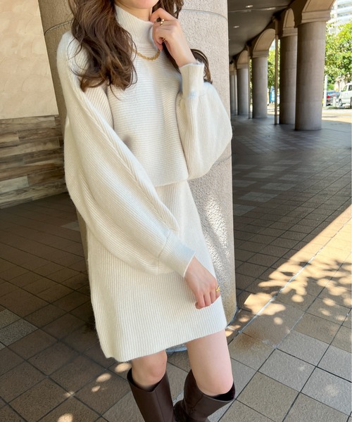 Ambre Ciel(アンブルシエル)の「ニットセットワンピース/【WEB/EC限定商品】(ワンピース・レディース・ブラック/ベージュ/アイボリー・FREE)」の4枚目の写真