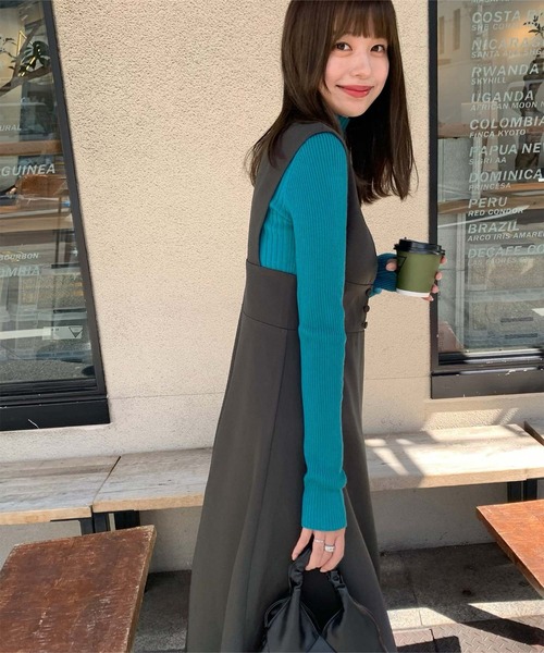 titivate(ティティベイト)の「ウエスト切替フレアジャンパースカート(ワンピース・レディース・ネイビー/チャコール/アイボリー・S/M/L)」の10枚目の写真