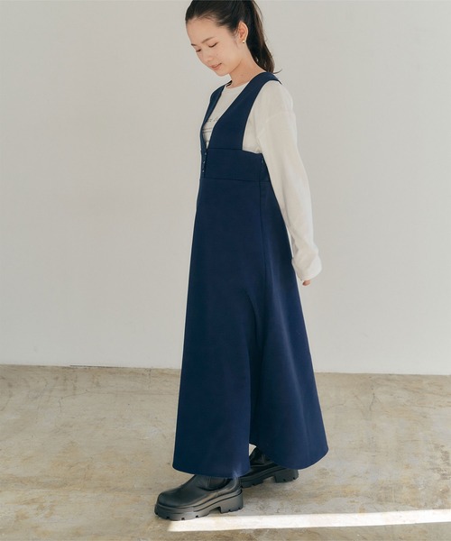 titivate(ティティベイト)の「ウエスト切替フレアジャンパースカート(ワンピース・レディース・ネイビー/チャコール/アイボリー・S/M/L)」の12枚目の写真