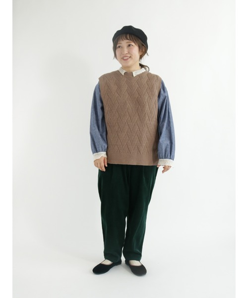 Samansa Mos2（サマンサ モスモス）の「細コーデュロイテーパードパンツ（その他パンツ・レディース・ダークブラウン/オレンジ/ブルー/グリーン/キナリ・ﾌﾘ-）」の9枚目の写真