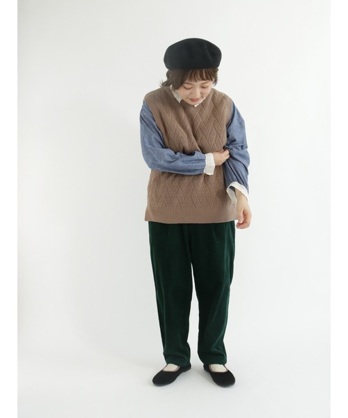 Samansa Mos2（サマンサ モスモス）の「細コーデュロイテーパードパンツ（その他パンツ・レディース・ダークブラウン/オレンジ/ブルー/グリーン/キナリ・ﾌﾘ-）」の11枚目の写真