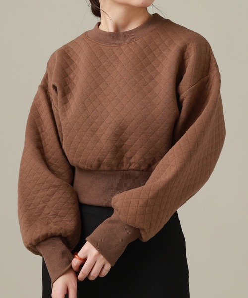 Cheek（チーク）の「キルティングクロップドプルオーバー（スウェット・レディース・チャコールグレー/ブラウン/ワインレッド・MEDIUM）」の2枚目の写真