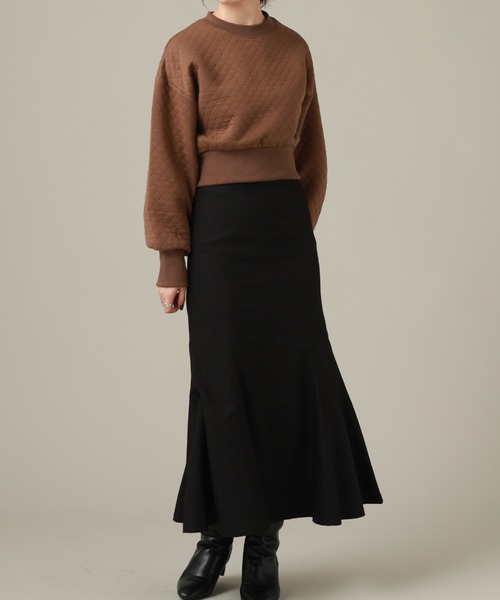 Cheek（チーク）の「キルティングクロップドプルオーバー（スウェット・レディース・チャコールグレー/ブラウン/ワインレッド・MEDIUM）」の6枚目の写真