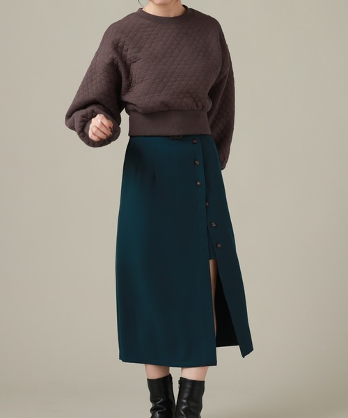 Cheek（チーク）の「キルティングクロップドプルオーバー（スウェット・レディース・チャコールグレー/ブラウン/ワインレッド・MEDIUM）」の18枚目の写真