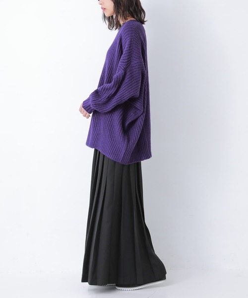 osharewalker(オシャレウォーカー)の「『モヘヤタッチ変形ニット』(ニット/セーター・レディース・オレンジ/ブラック/パープル/ベージュ・FREE)」の7枚目の写真