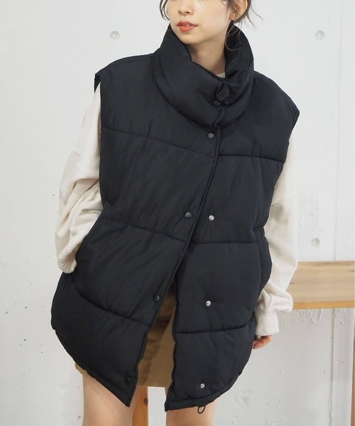 tiptop（ティップトップ）の「ファイバーダウンオーバーベスト（ダウンベスト・レディース・アイボリー/ブラック・FREE）」の6枚目の写真