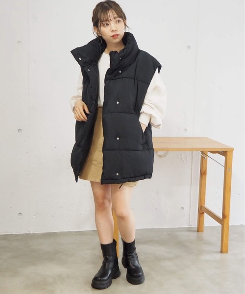 tiptop（ティップトップ）の「ファイバーダウンオーバーベスト（ダウンベスト・レディース・アイボリー/ブラック・FREE）」の9枚目の写真