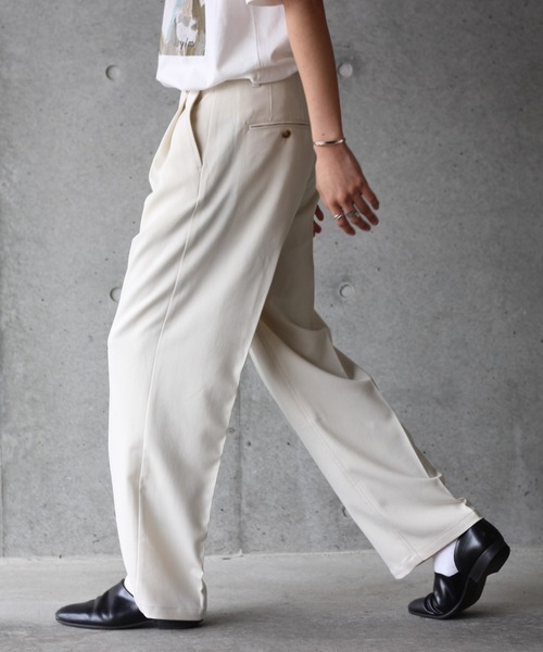 y/m by れぽすけ（イムバイレポスケ）の「センタープレスストレートパンツ（その他パンツ・メンズ・ブラック/オフホワイト・MEDIUM/LARGE）」の9枚目の写真