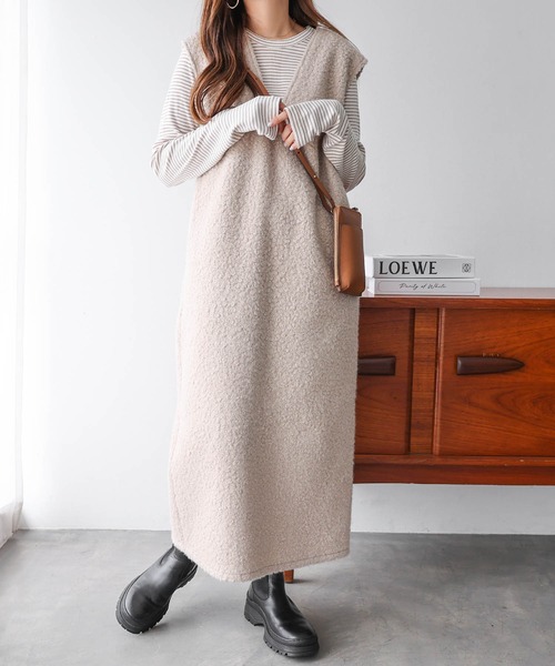 andme(アンドミー)の「ボーダーフライスクルーネック指穴長袖トップス(Tシャツ/カットソー・レディース・ホワイト×ブラック/ホワイト×グレー/ホワイト×グリーン/ベージュ系その他/オレンジ系その他/ブラウン系その他/キナリ/ベージュ系その他2/ブルー系その他・M)」の13枚目の写真