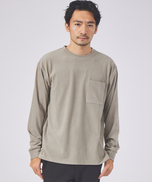 ABAHOUSE GRAY(アバハウスグレイ)の「起毛 スムース クルーネック ロング Tシャツ(Tシャツ/カットソー・メンズ・グレイッシュベージュ/ブラック/ホワイト/ライトグレー/グリーン・46/48)」の1枚目の写真