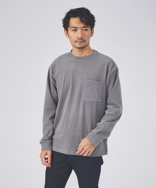 ABAHOUSE GRAY(アバハウスグレイ)の「起毛 スムース クルーネック ロング Tシャツ(Tシャツ/カットソー・メンズ・グレイッシュベージュ/ブラック/ホワイト/ライトグレー/グリーン・46/48)」の4枚目の写真