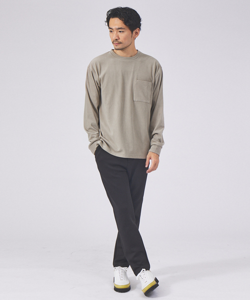 ABAHOUSE GRAY(アバハウスグレイ)の「起毛 スムース クルーネック ロング Tシャツ(Tシャツ/カットソー・メンズ・グレイッシュベージュ/ブラック/ホワイト/ライトグレー/グリーン・46/48)」の7枚目の写真