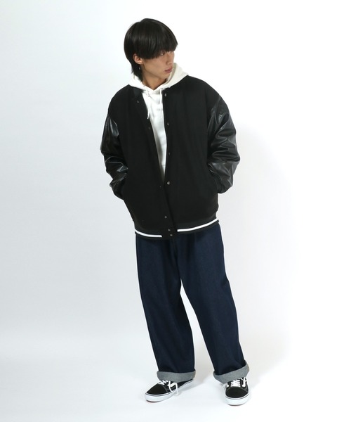Salong hameu(サロン ハミュー)の「ビッグシルエット フェイクウールスタジャン メンズ レディース ユニセックス(スタジャン・メンズ・ブラック/グリーン/ブラック系その他/グレイッシュベージュ・M/L)」の19枚目の写真