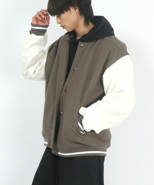 Salong hameu(サロン ハミュー)の「ビッグシルエット フェイクウールスタジャン メンズ レディース ユニセックス(スタジャン・メンズ・ブラック/グリーン/ブラック系その他/グレイッシュベージュ・M/L)」の21枚目の写真