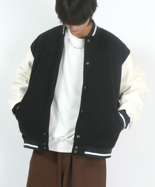 Salong hameu(サロン ハミュー)の「ビッグシルエット フェイクウールスタジャン メンズ レディース ユニセックス(スタジャン・メンズ・ブラック/グリーン/ブラック系その他/グレイッシュベージュ・M/L)」の9枚目の写真