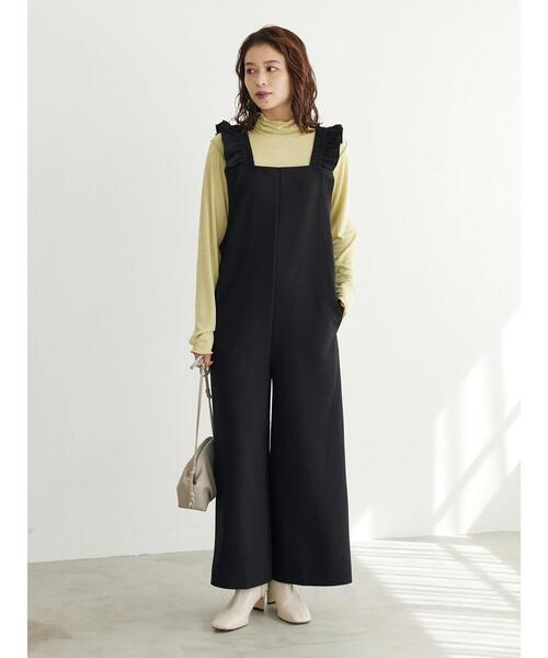 Green Parks(グリーンパークス)の「・novem 9 ラッフルサロペットパンツ(つなぎ/オールインワン・レディース・イエロー/ブラウン/ブラック・FREE)」の4枚目の写真