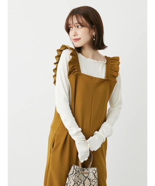 Green Parks(グリーンパークス)の「・novem 9 ラッフルサロペットパンツ(つなぎ/オールインワン・レディース・イエロー/ブラウン/ブラック・FREE)」の12枚目の写真