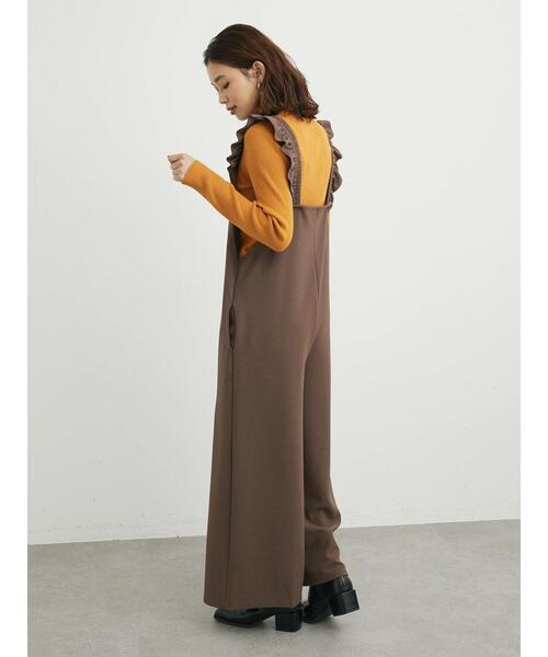 Green Parks(グリーンパークス)の「・novem 9 ラッフルサロペットパンツ(つなぎ/オールインワン・レディース・イエロー/ブラウン/ブラック・FREE)」の15枚目の写真