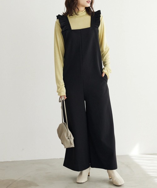 Green Parks(グリーンパークス)の「・novem 9 ラッフルサロペットパンツ(つなぎ/オールインワン・レディース・イエロー/ブラウン/ブラック・FREE)」の2枚目の写真
