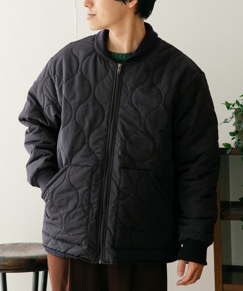 ITEMS URBANRESEARCH（アイテムズ アーバンリサーチ）の「中綿キルティング リブ衿ブルゾン（ブルゾン・メンズ・カーキ/ブラック/ネイビー・LARGE/MEDIUM）」の3枚目の写真