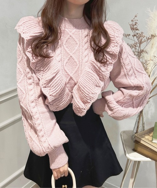 apres jour(アプレジュール)の「フリルデザインニット【ZOZOTOWN限定アイテム】(ニット/セーター・レディース・アイボリー/ライトベージュ/ピンク・X-LARGE/フリー)」の3枚目の写真