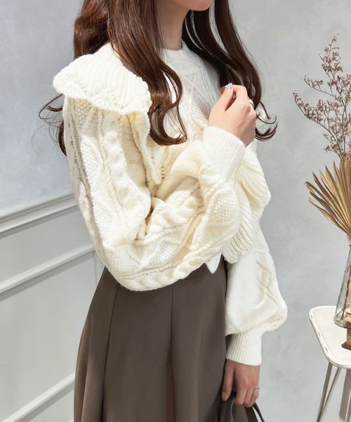 apres jour(アプレジュール)の「フリルデザインニット【ZOZOTOWN限定アイテム】(ニット/セーター・レディース・アイボリー/ライトベージュ/ピンク・X-LARGE/フリー)」の9枚目の写真