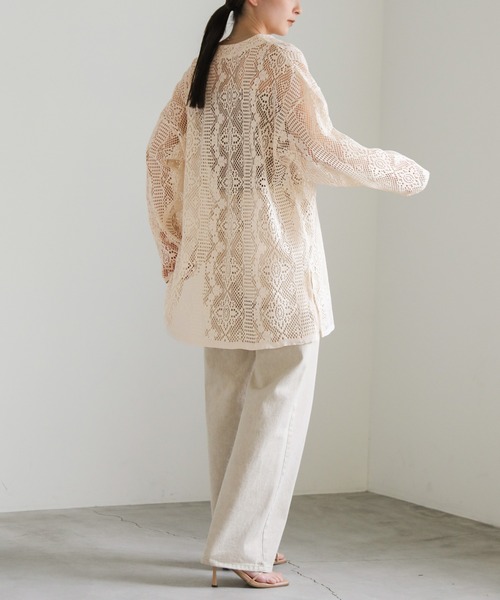 select MOCA（セレクトモカ）の「キーネックカットレースプルオーバー（Tシャツ/カットソー・レディース・ブラック/アイボリー・FREE）」の9枚目の写真