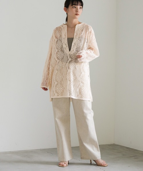 select MOCA（セレクトモカ）の「キーネックカットレースプルオーバー（Tシャツ/カットソー・レディース・ブラック/アイボリー・FREE）」の3枚目の写真