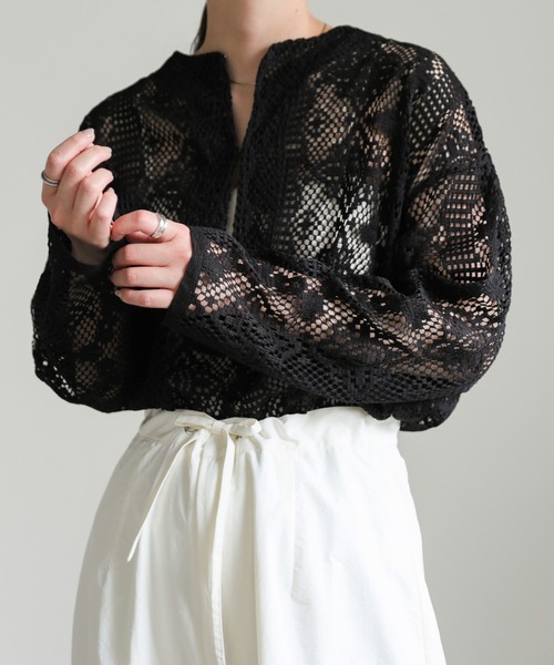 select MOCA（セレクトモカ）の「キーネックカットレースプルオーバー（Tシャツ/カットソー・レディース・ブラック/アイボリー・FREE）」の17枚目の写真