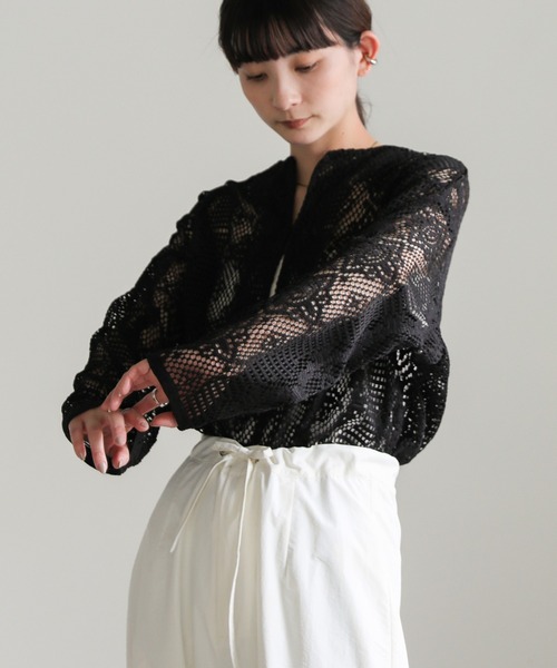 select MOCA（セレクトモカ）の「キーネックカットレースプルオーバー（Tシャツ/カットソー・レディース・ブラック/アイボリー・FREE）」の20枚目の写真