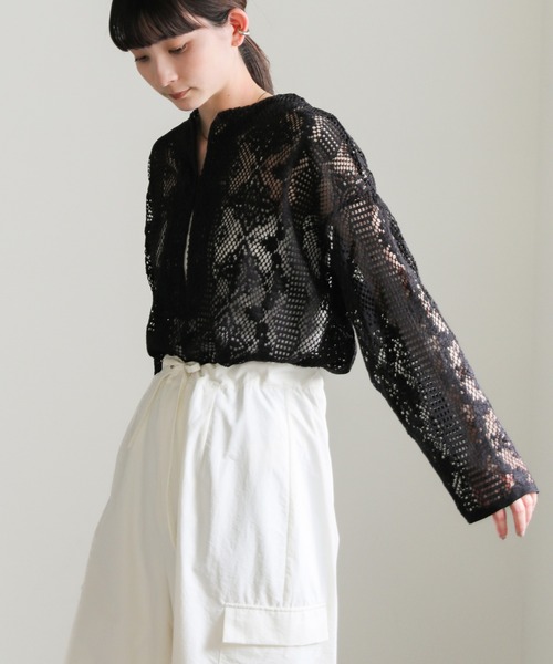 select MOCA（セレクトモカ）の「キーネックカットレースプルオーバー（Tシャツ/カットソー・レディース・ブラック/アイボリー・FREE）」の18枚目の写真