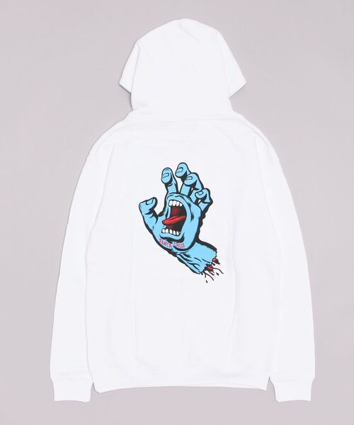 SANTA CRUZ（サンタクルーズ）の「【SANTA CRUZ】 サンタクルーズ SCREAMING HAND PULLOVER HOODIE グラフィック プリント パーカー メンズ（パーカー・メンズ・ホワイト/ブラック・M/XL/L）」の3枚目の写真