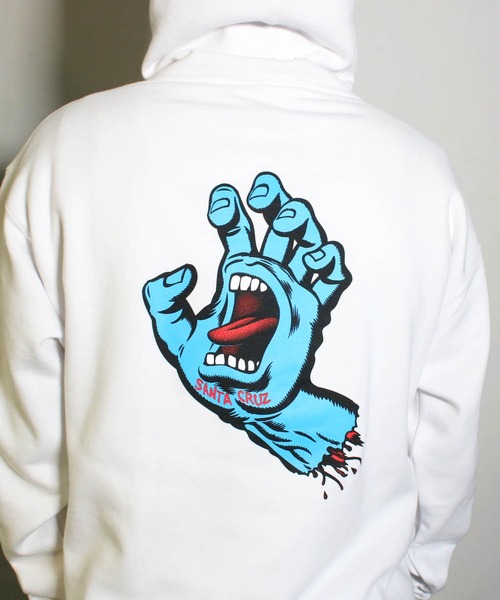 SANTA CRUZ（サンタクルーズ）の「【SANTA CRUZ】 サンタクルーズ SCREAMING HAND PULLOVER HOODIE グラフィック プリント パーカー メンズ（パーカー・メンズ・ホワイト/ブラック・M/XL/L）」の10枚目の写真