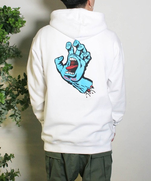 SANTA CRUZ（サンタクルーズ）の「【SANTA CRUZ】 サンタクルーズ SCREAMING HAND PULLOVER HOODIE グラフィック プリント パーカー メンズ（パーカー・メンズ・ホワイト/ブラック・M/XL/L）」の8枚目の写真