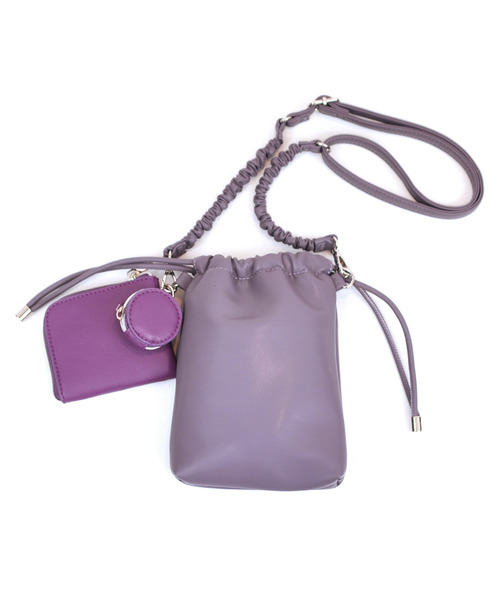 cache cache（カシュ カシュ）の「カシュカシュ cachecache / バンジーコード巾着スマホショルダー（ショルダーバッグ・レディース・アイボリー/ベージュ系その他/イエロー/グリーン/パープル/ブラック・FREE）」の18枚目の写真