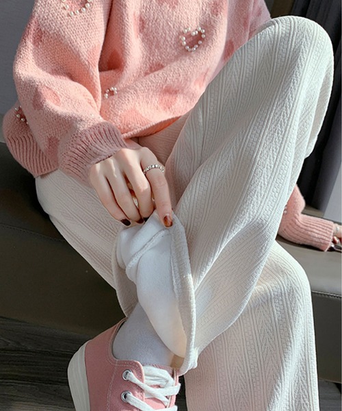 MAISON DE THERESE（メゾン ド テレーズ）の「暖かいシュニール裏毛ワイドパンツ（その他パンツ・レディース・ブラック/ブラウン/ピンク/アイボリー/ダークグレー/カーキ・S/M/L）」の2枚目の写真