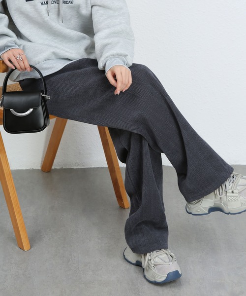 MAISON DE THERESE（メゾン ド テレーズ）の「暖かいシュニール裏毛ワイドパンツ（その他パンツ・レディース・ブラック/ブラウン/ピンク/アイボリー/ダークグレー/カーキ・S/M/L）」の4枚目の写真