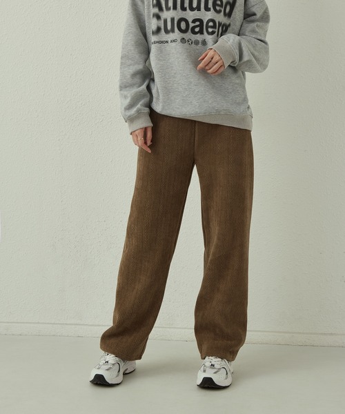 MAISON DE THERESE（メゾン ド テレーズ）の「暖かいシュニール裏毛ワイドパンツ（その他パンツ・レディース・ブラック/ブラウン/ピンク/アイボリー/ダークグレー/カーキ・S/M/L）」の11枚目の写真